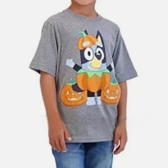 Bluey Other - Bluey Unisex Pumpkin Halloween T-Shirt Gray 8